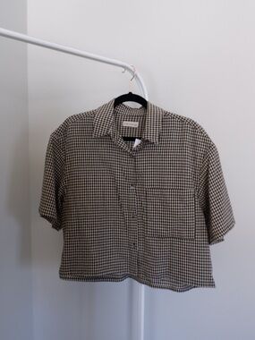 A Bronze Age Black & White Gingham Boxy Button-Down Shirt - S/M